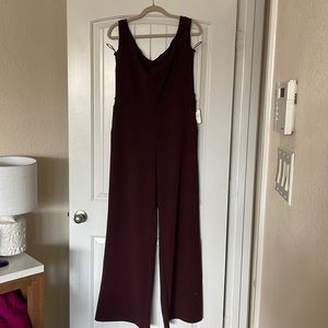 express women’s jumpsuit maroon size l off the shoulder with pockets